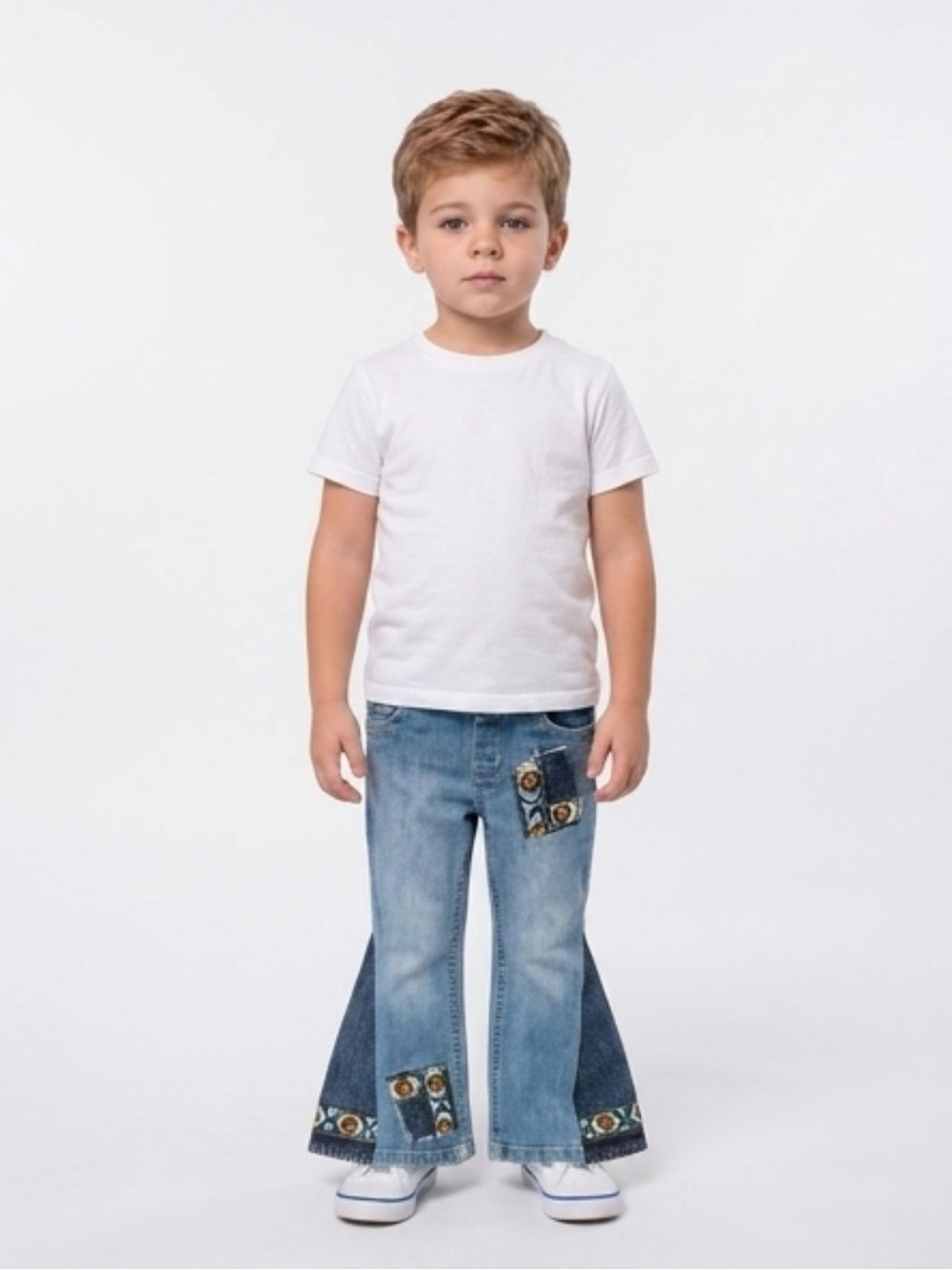 Light Blue Flared Embroidered Kids Jeans